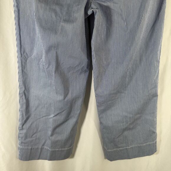 New Talbots Wide Crop Pants Women's 4 Blue Striped Mid Rise Cotton Blend Pockets - Picture 11 of 12